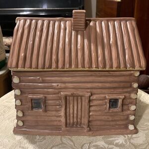Sakura Log Cabin Cookie Jar